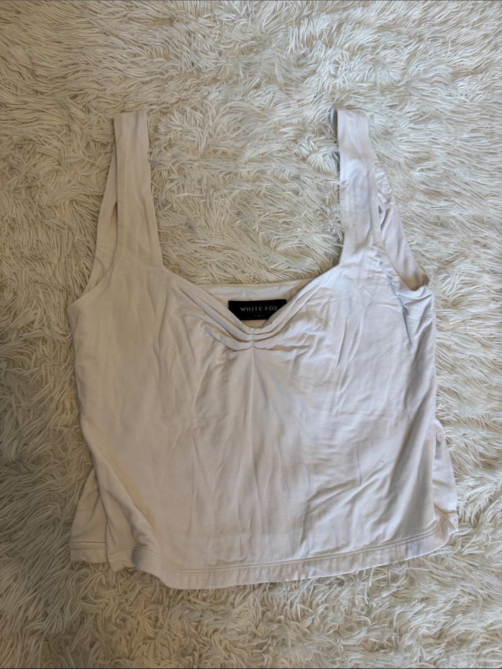 White Fox Boutique Cream Tank Top with Scoop Neck